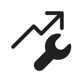 Arrow trending wrench regular icon