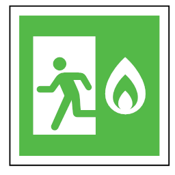 emergency exit fire flame sign sos